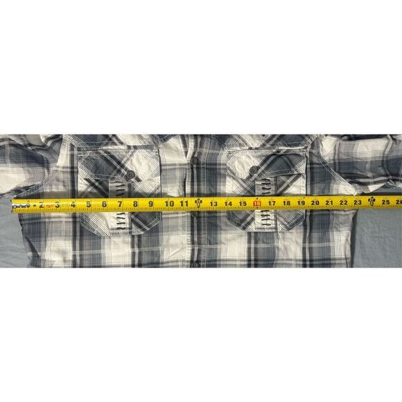 Harley Davidson Genuine Short Sleeve Button Down Shirt Gray Size Large Blue - Picture 11 of 11